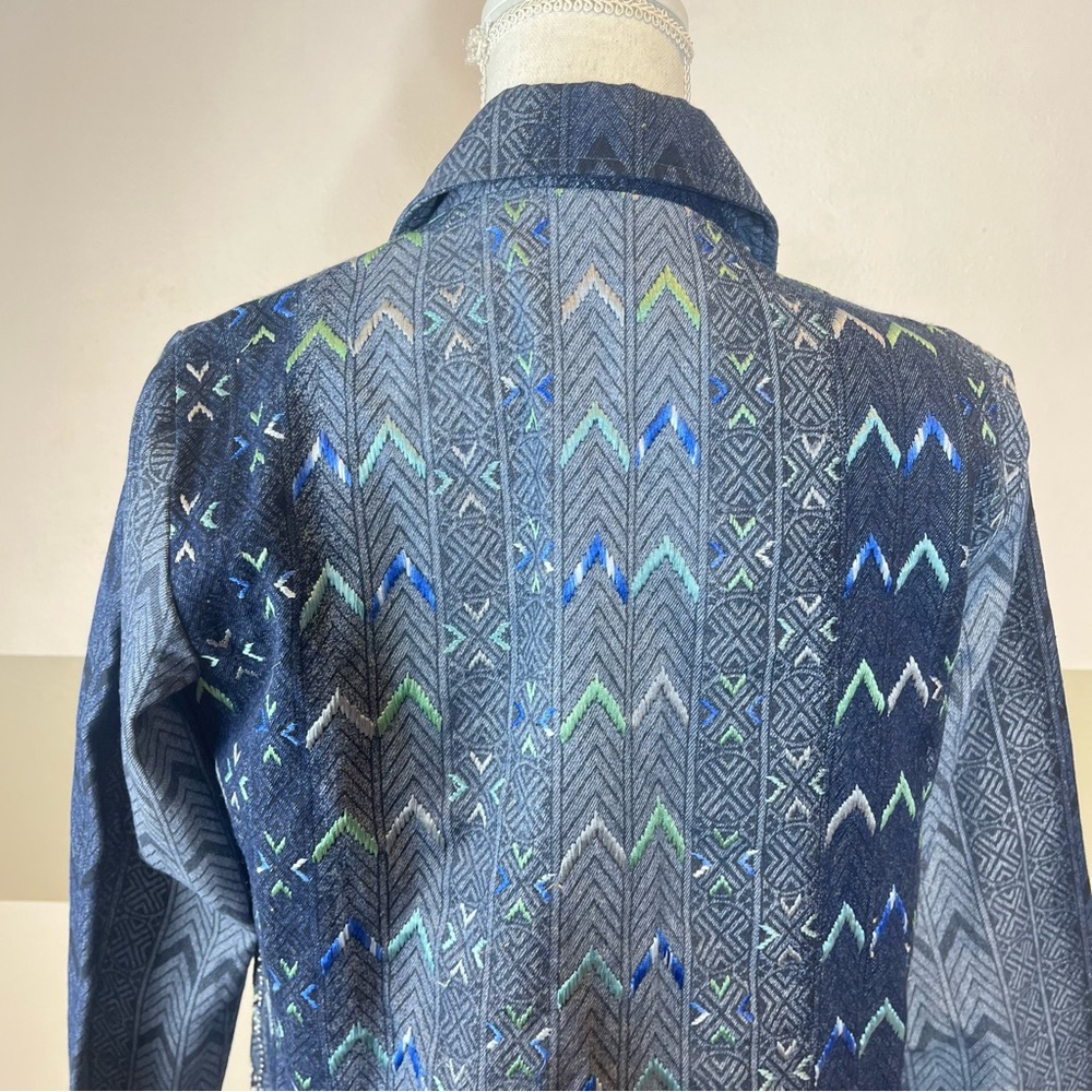 ColdWater Creek Denim Embroidered Maximalism Grandmacore Grandma Jacket Vintage - Picture 8 of 13